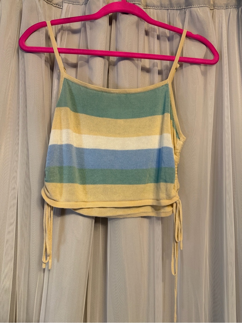 Striped Pastel Crop Camisole in Yellow, Blue & Green